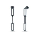 Paperclip Link Chain Interlocking Oblong Stud Earring 925 Sterling Silver
