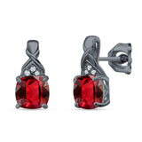 Cushion Cubic Zirconia Twisted Stud Earring 925 Sterling Silver