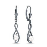 Music Note Infinity Style Leverback Earring Cubic Zirconia 925 Sterling Silver