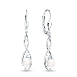 Music Note Infinity Style Leverback Earring Cubic Zirconia 925 Sterling Silver