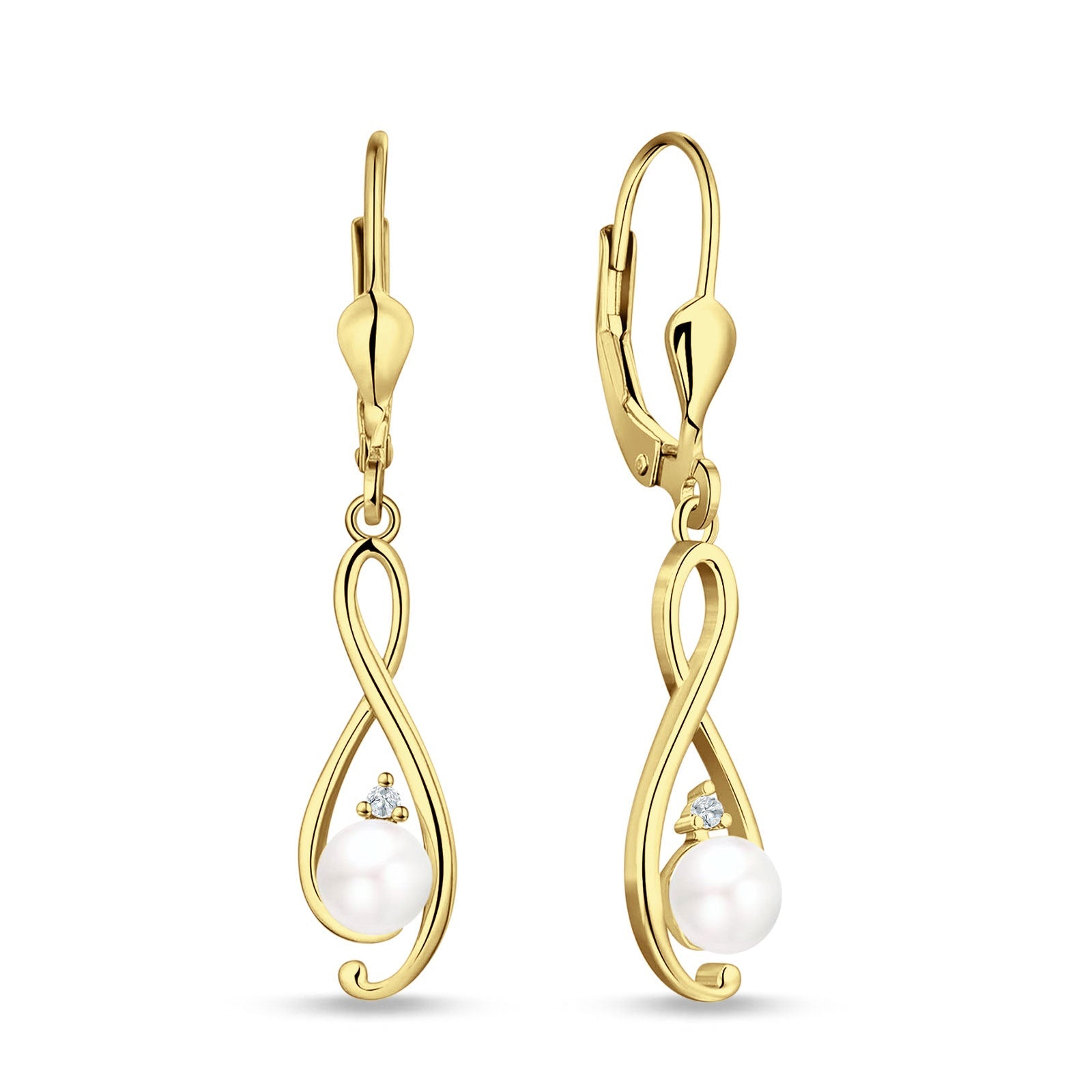 Music Note Infinity Style Leverback Earring Cubic Zirconia 925 Sterling Silver