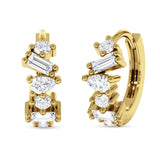 Zig Zag Pear Round Baguette Mixstone Hoop Earring Cubic Zirconia 925 Sterling Silver