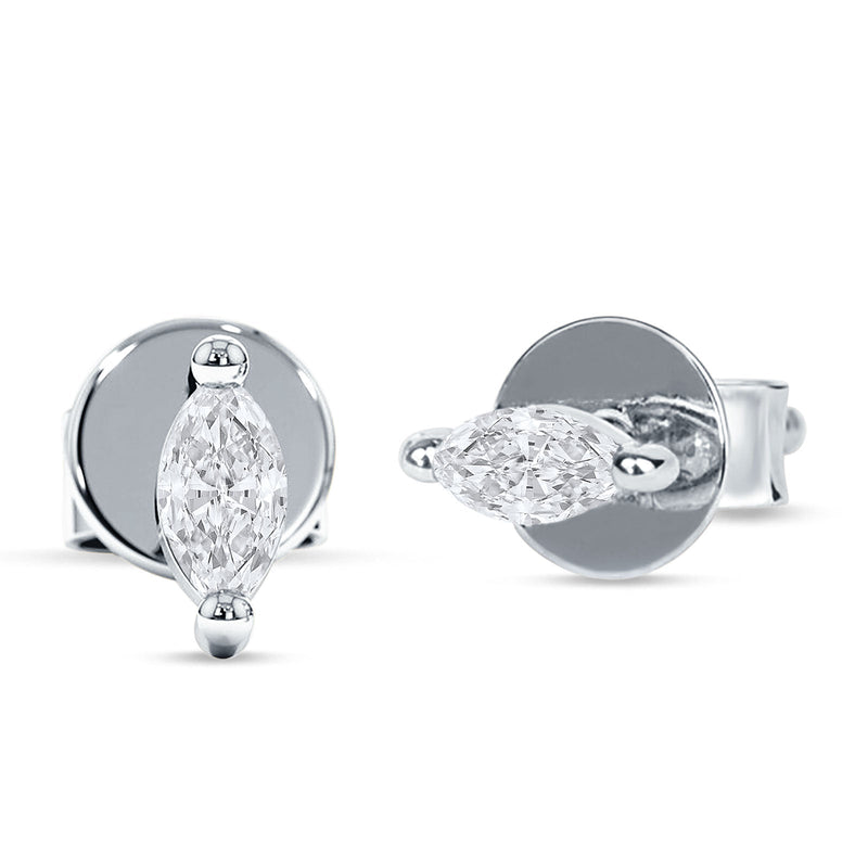 Marquise Solitaire Stud Earring Cubic Zirconia 925 Sterling Silver
