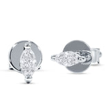 Marquise Solitaire Stud Earring Cubic Zirconia 925 Sterling Silver