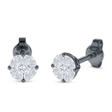Marquise & Round Cubic Zirconia Stud Earring 925 Sterling Silver