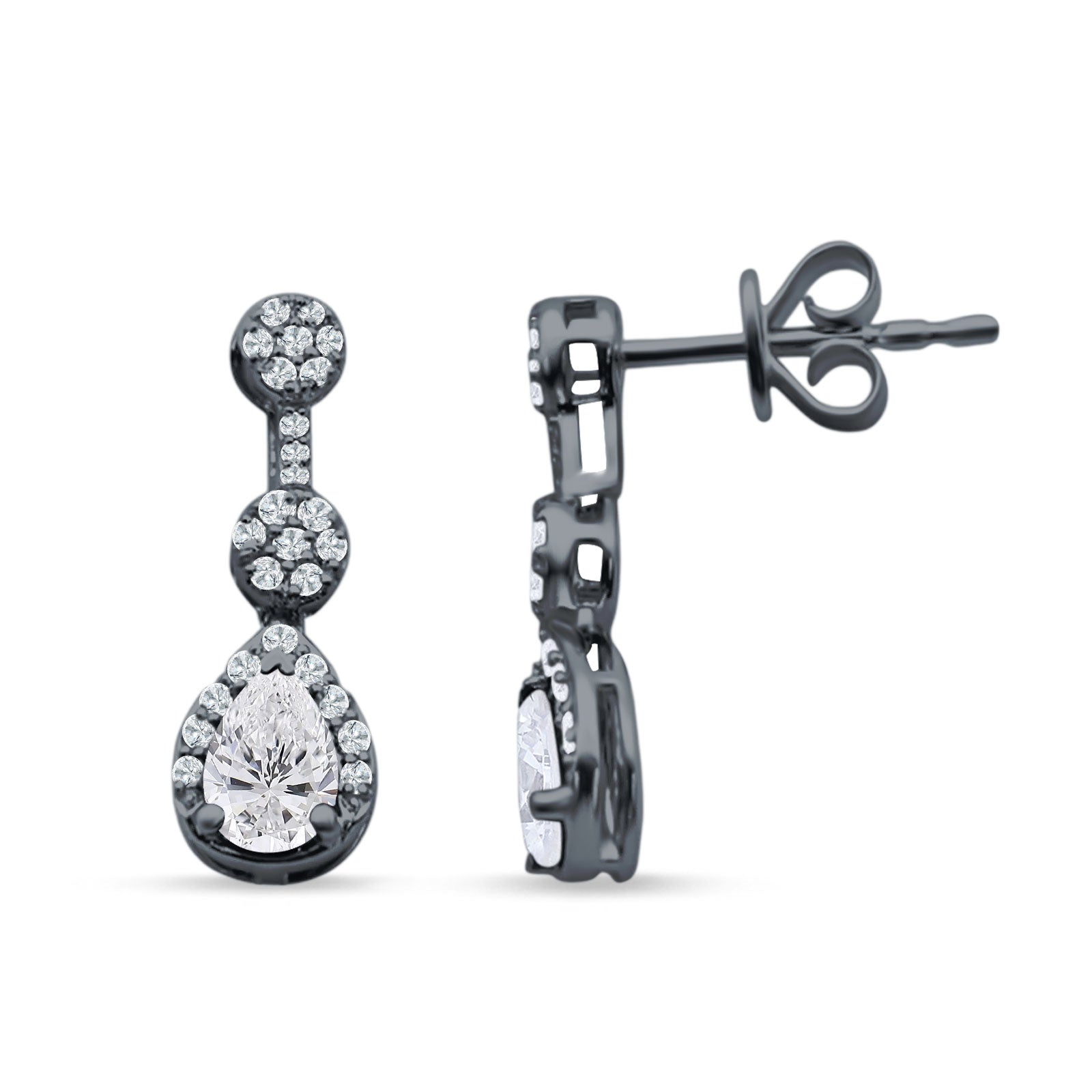 Drop Dangle 19mm Pear Stud Earrings Cubic Zirconia 925 Sterling Silver