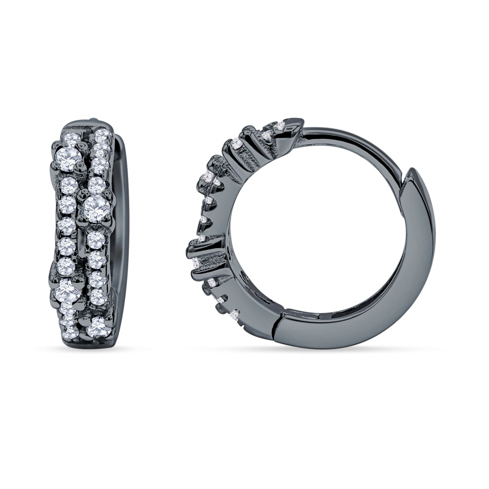 Minimalist 12.7mm Round Cubic Zirconia Hoop Earrings 925 Sterling Silver