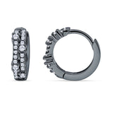 Minimalist 12.7mm Round Cubic Zirconia Hoop Earrings 925 Sterling Silver