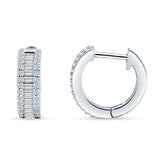 Emerald Cut 12mm Cubic Zirconia Hoop Earrings 925 Sterling Silver