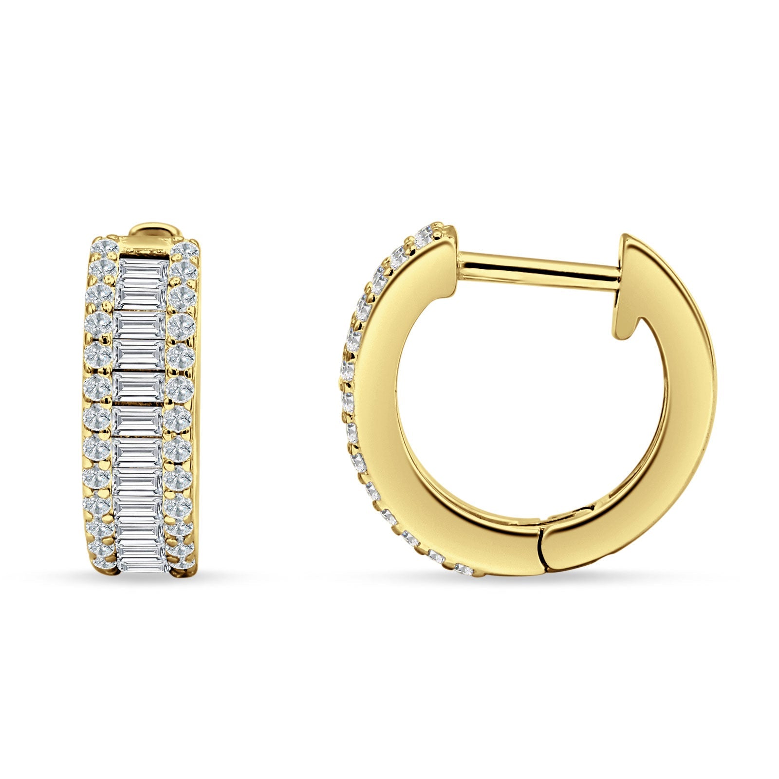 Emerald Cut 12mm Cubic Zirconia Hoop Earrings 925 Sterling Silver