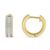 Emerald Cut 12mm Cubic Zirconia Hoop Earrings 925 Sterling Silver