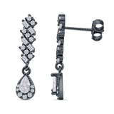 Dangle Drop Pear Stud Earrings Cubic Zirconia 925 Sterling Silver