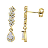 Dangle Drop Pear Stud Earrings Cubic Zirconia 925 Sterling Silver