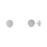 Minimalist 6mm Full Ball Stud Earrings Cubic Zirconia 925 Sterling Silver