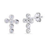 Minimalist 10mm Crisscross Stud Earring Cubic Zirconia 925 Sterling Silver