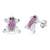 Frog Stud Earrings 9mm Cluster Cubic Zirconia 925 Sterling Silver