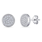 Minimalist 8mm Round Stud Earrings Cluster Cubic Zirconia 925 Sterling Silver