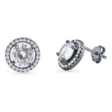 Round Halo Stud Earrings