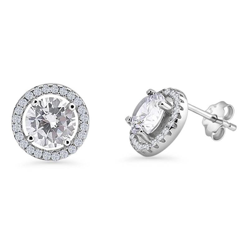 Round Halo Stud Earrings