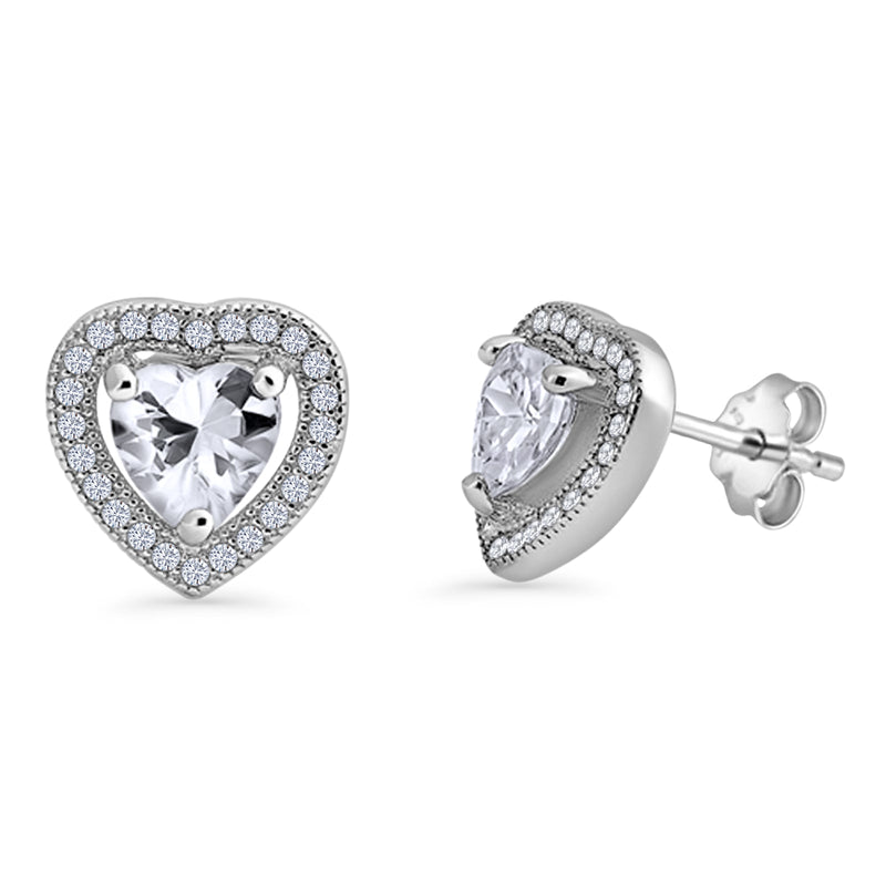 Heart Halo Stud Earrings