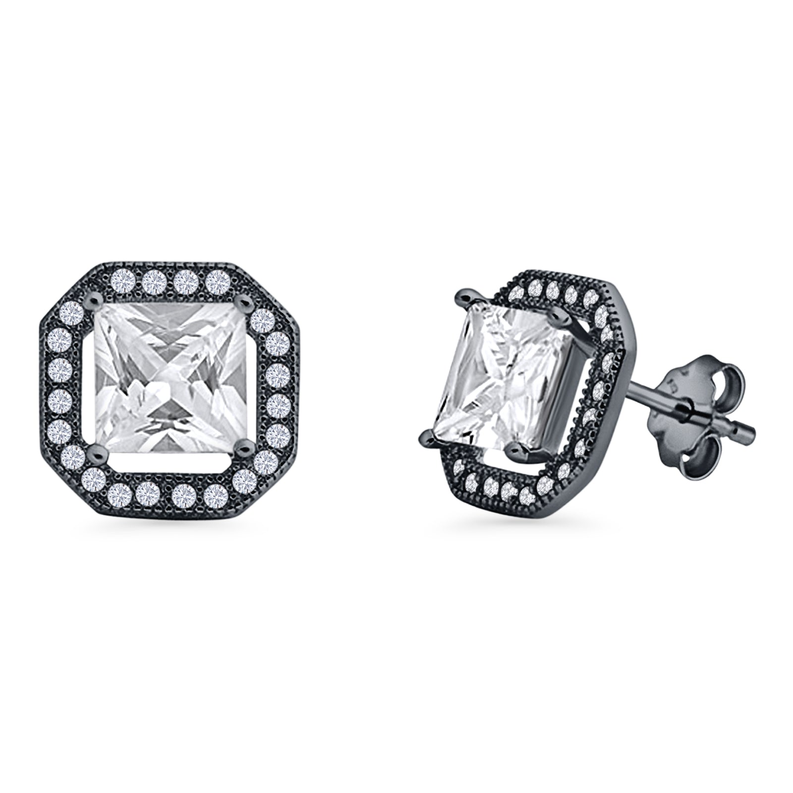 Princess Cut Stud Earrings