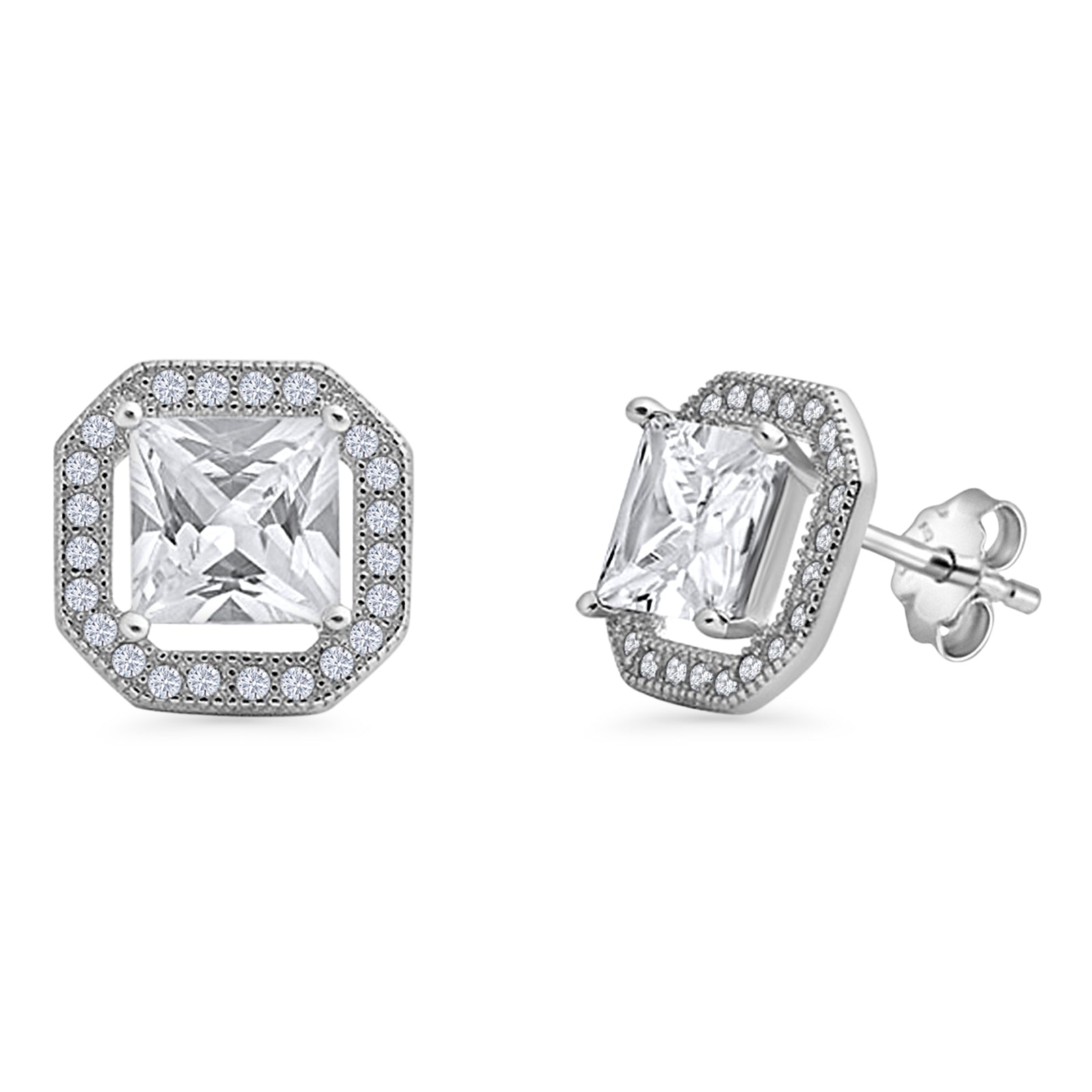 Princess Cut Stud Earrings