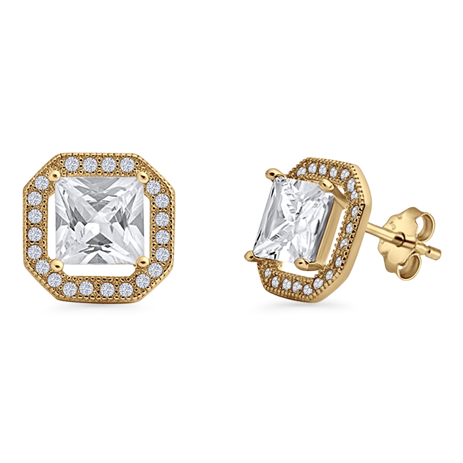 Princess Cut Stud Earrings