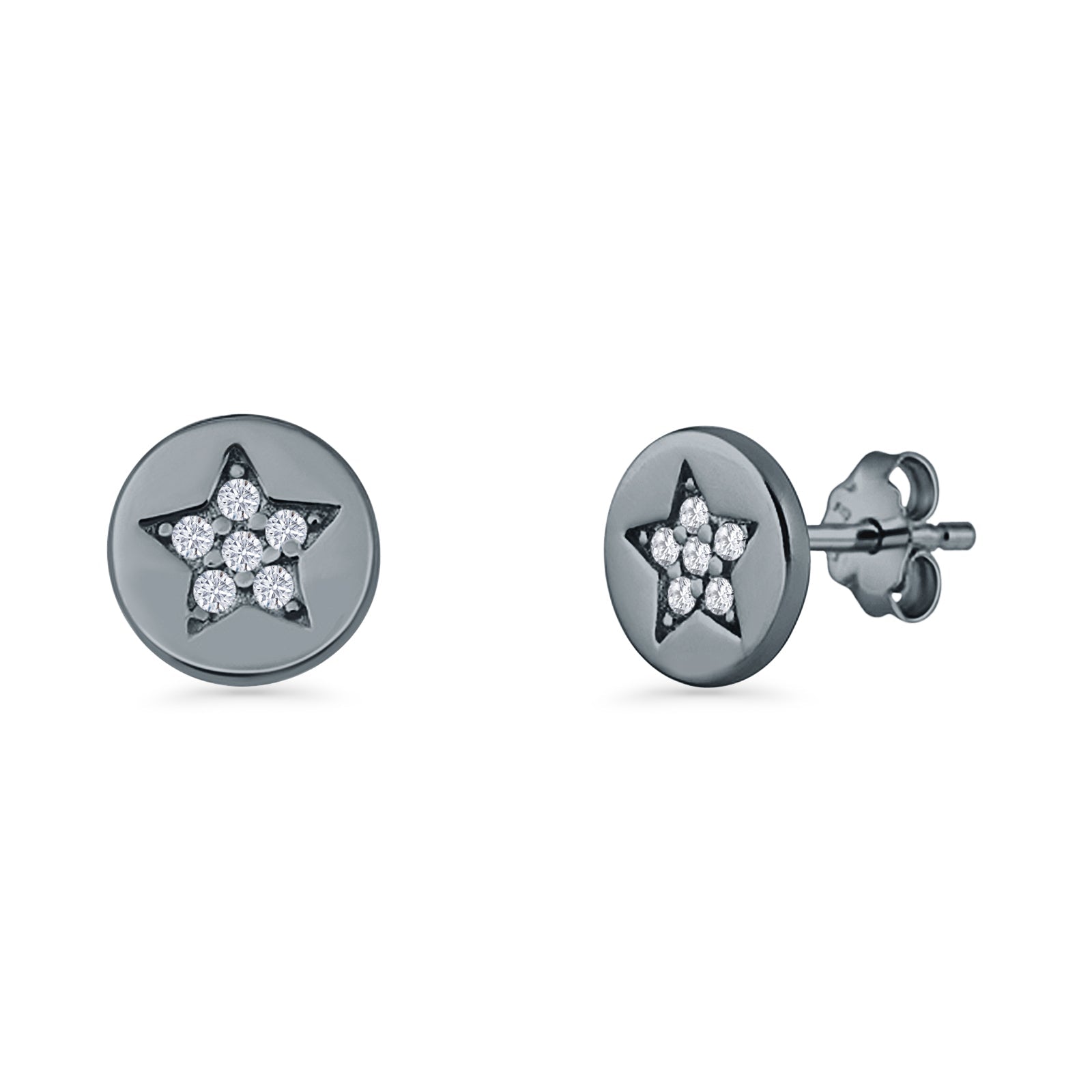 Round Star Stud Earrings