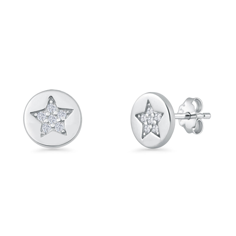 Round Star Stud Earrings