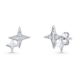 Minimalist 5.5mm Star Sparkle Stud Earring Cubic Zircoinia 925 Sterling Silver