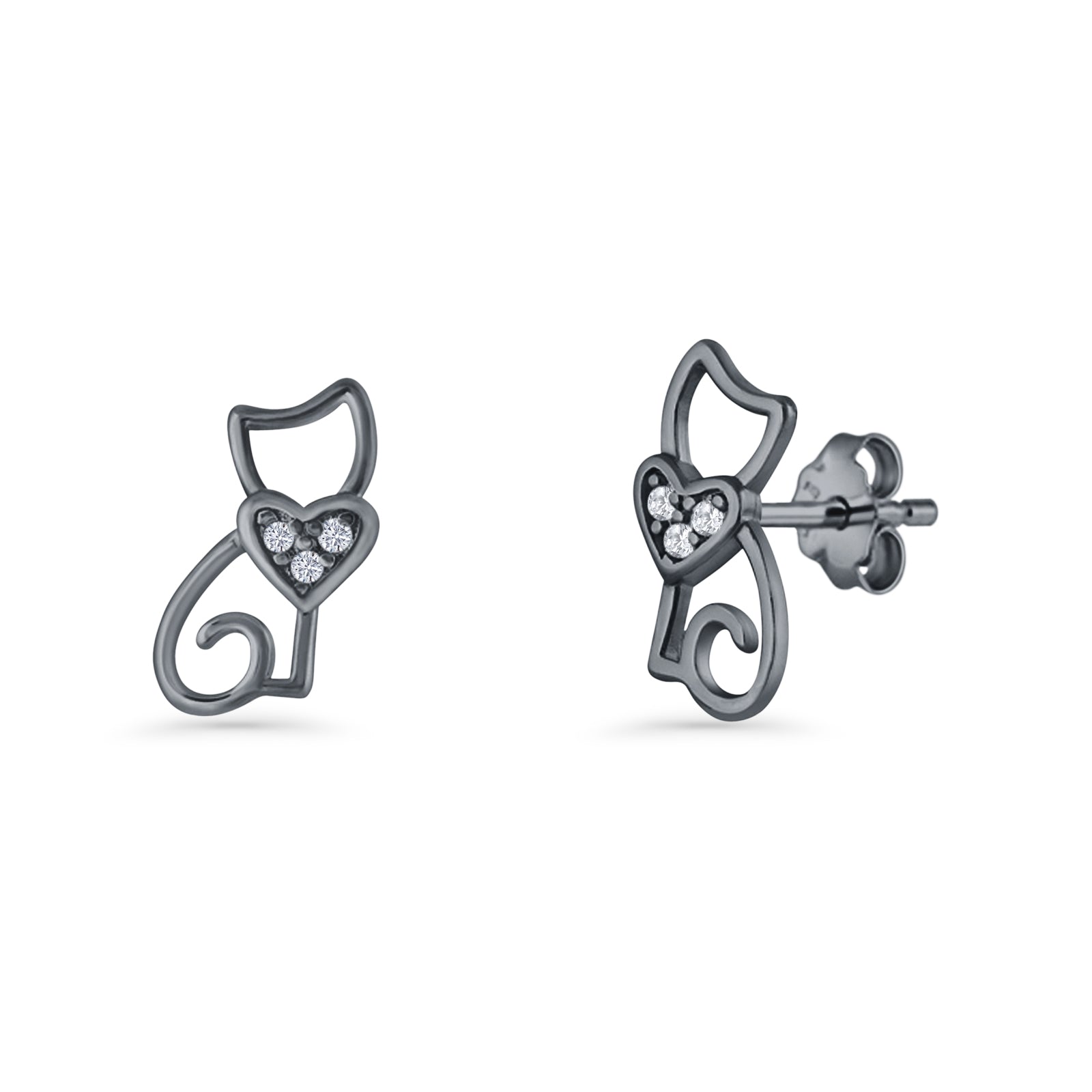 Heart Cat Stud Earring