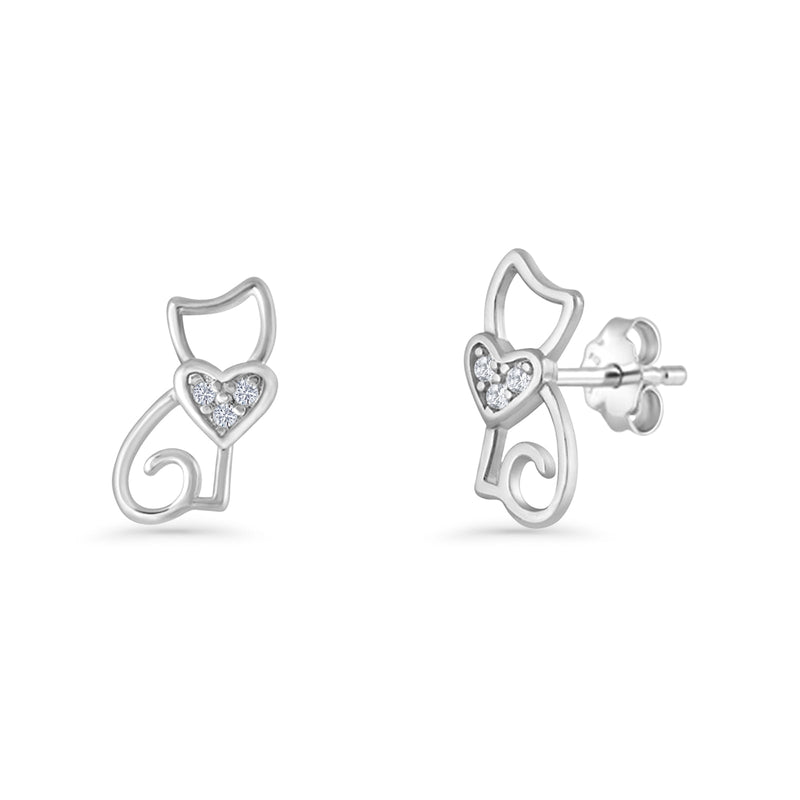 Heart Cat Stud Earring