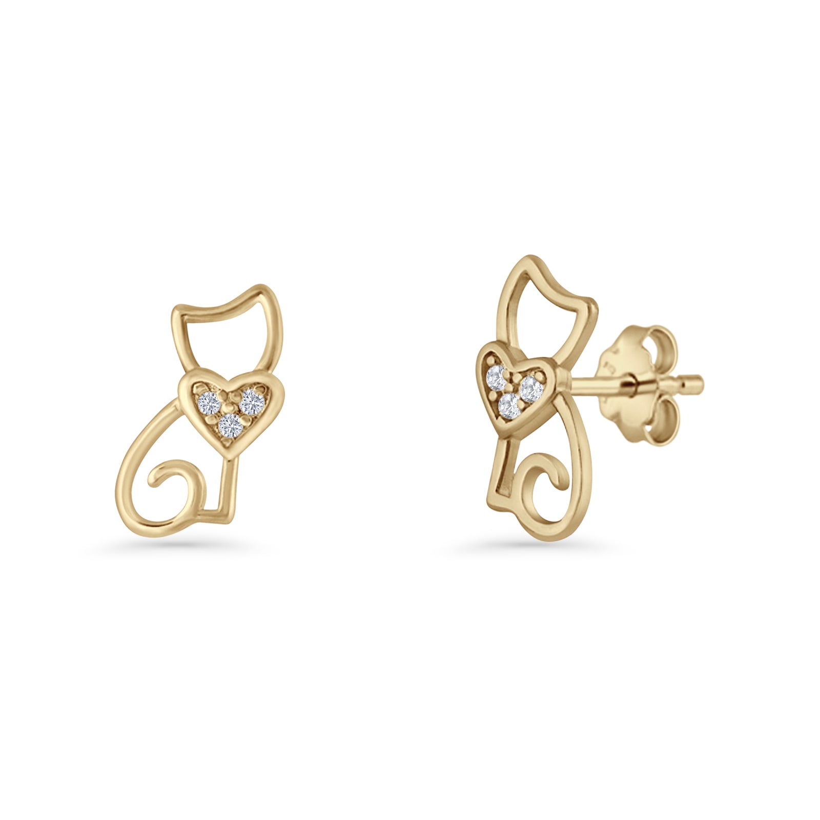 Heart Cat Stud Earring