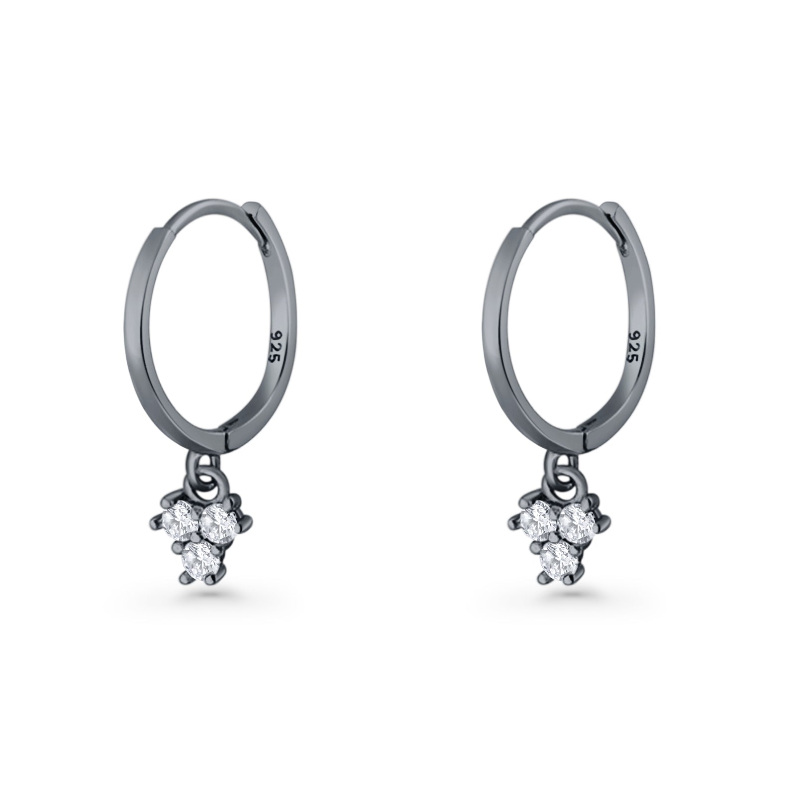 Trio CZ Dangle Drop Hoop Earring