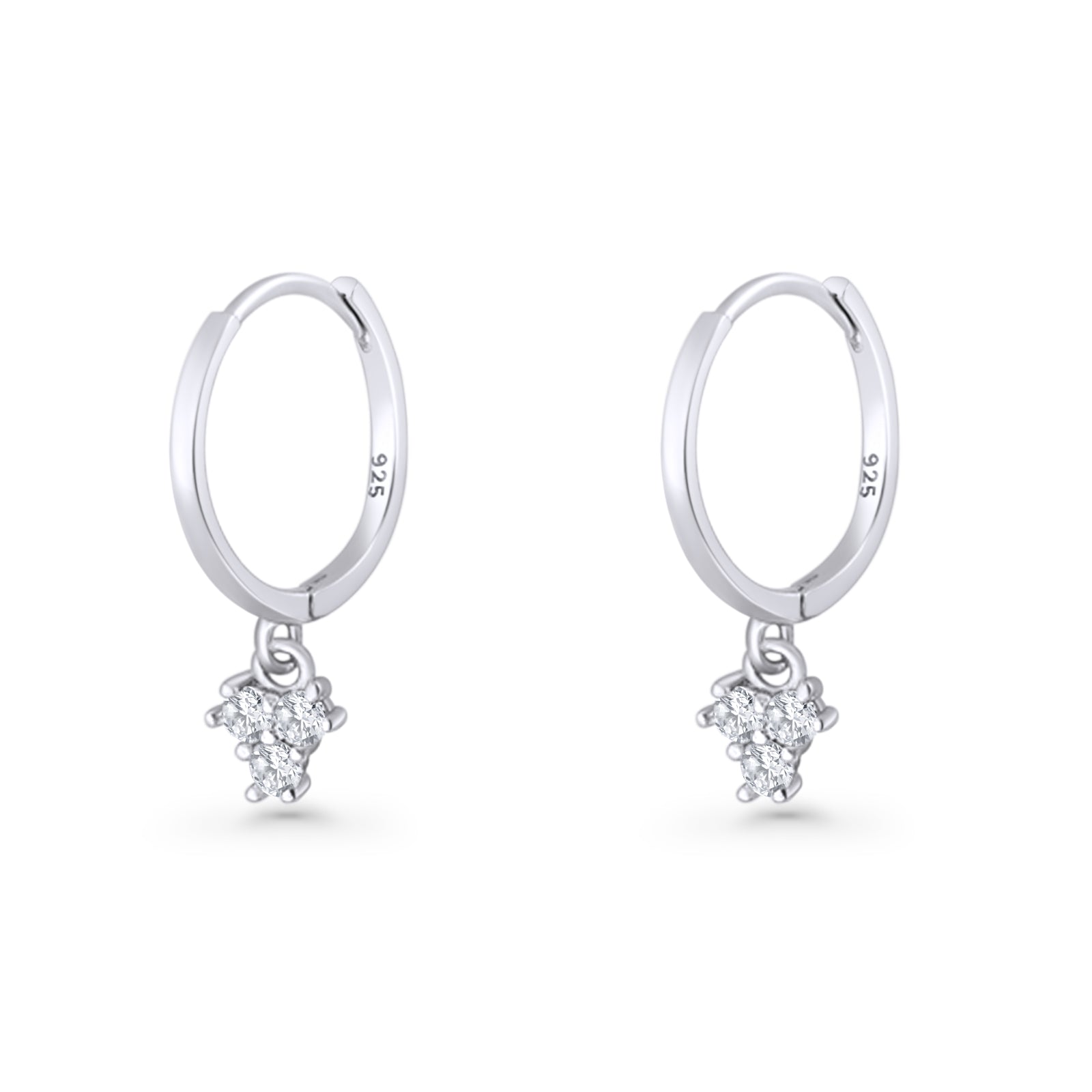 Trio CZ Dangle Drop Hoop Earring