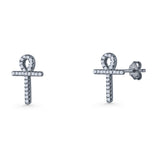 Ankh Cross Stud Earrings