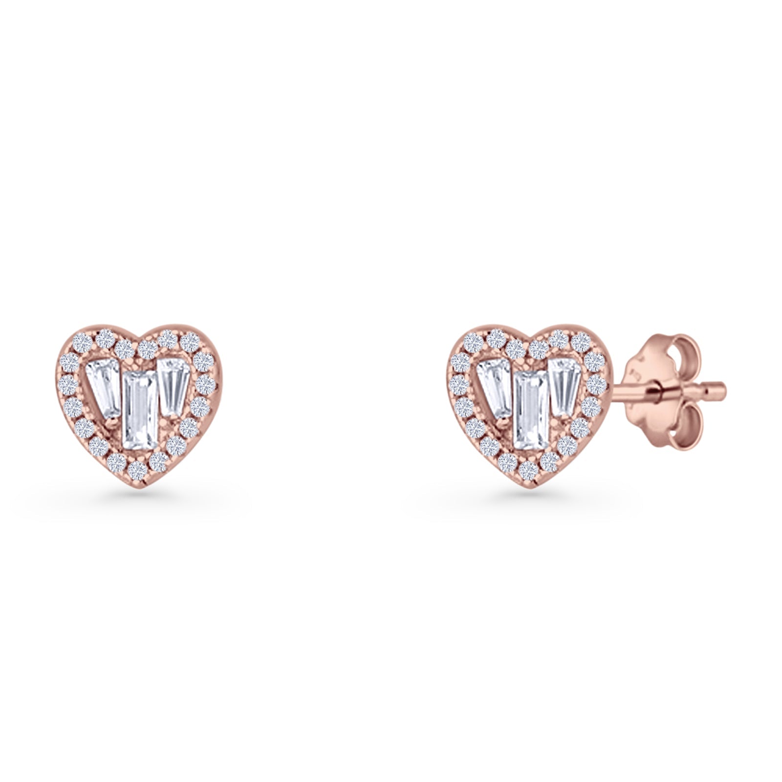 Heart CZ Stud Earrings