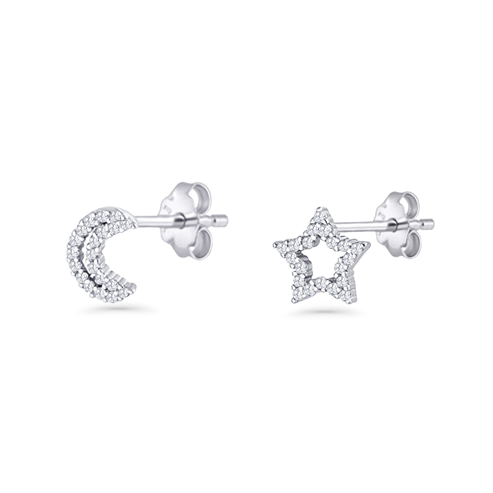 Moon & Star Stud Earrings