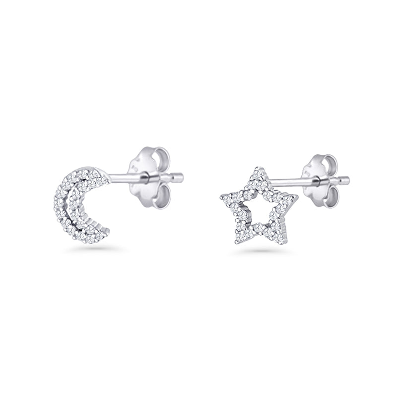 Moon & Star Stud Earrings
