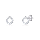 Minimalist 8mm Crown Stud Earrings Round Cubic Zirconia 925 Sterling Silver