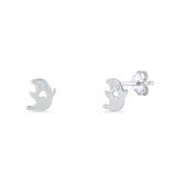 Vintage Style 7.1mm Ghost Stud Earrings Cubic Zirconia 925 Sterling Silver
