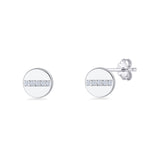 Minimalist 6.8mm Round Button Stud Earrings Cubic Zirconia 925 Sterling Silver