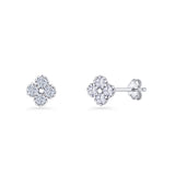 Minimalist 6.1mm Clover Flower Stud Earring Cubic Zirconia 925 Sterling Silver