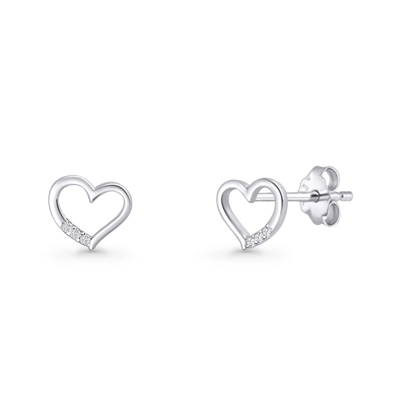 Open Heart CZ Stud Earrings