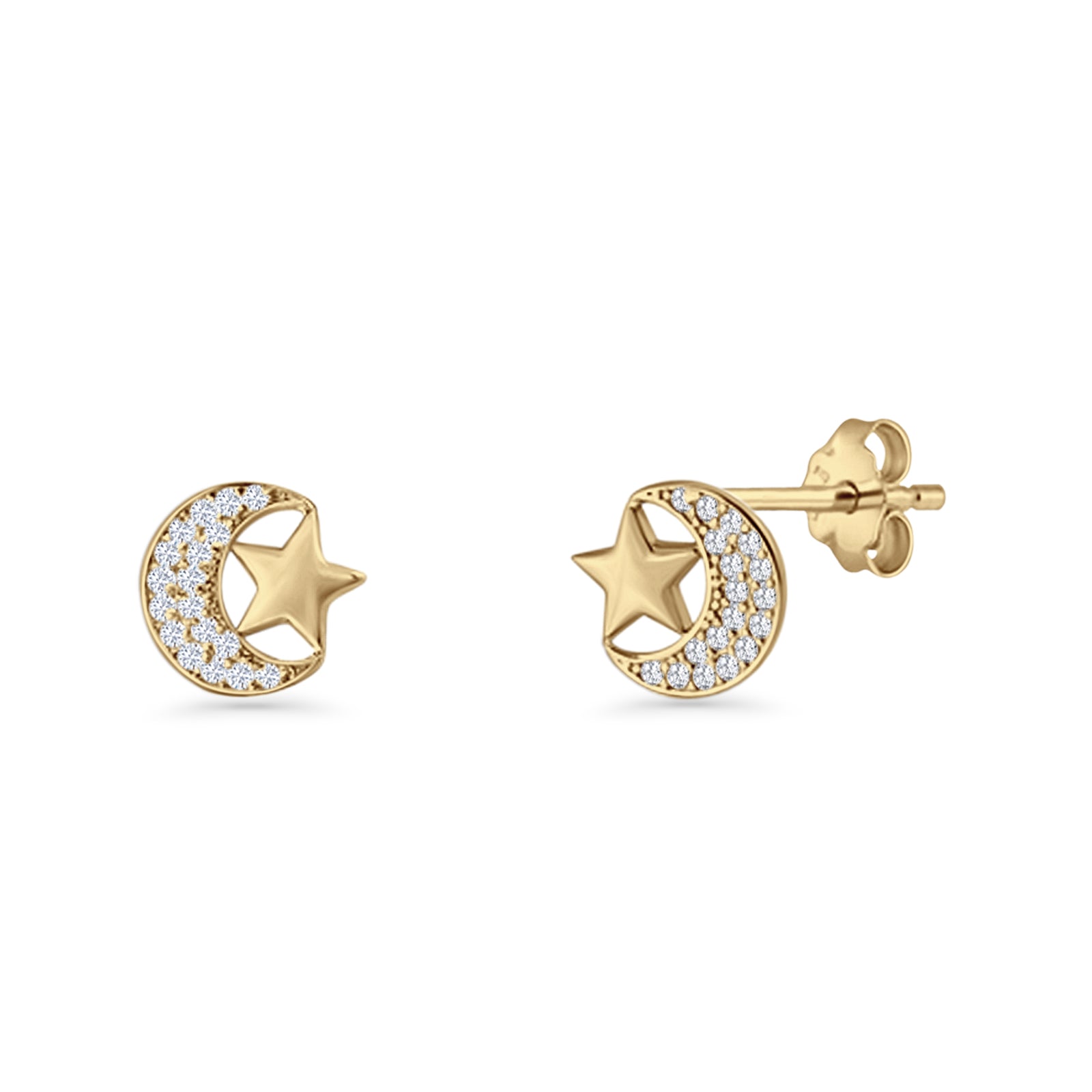 Moon & Star Stud Earrings