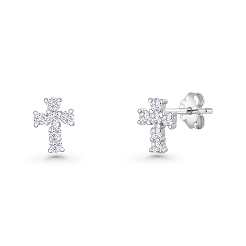 Solitaire Cross Stud Earrings