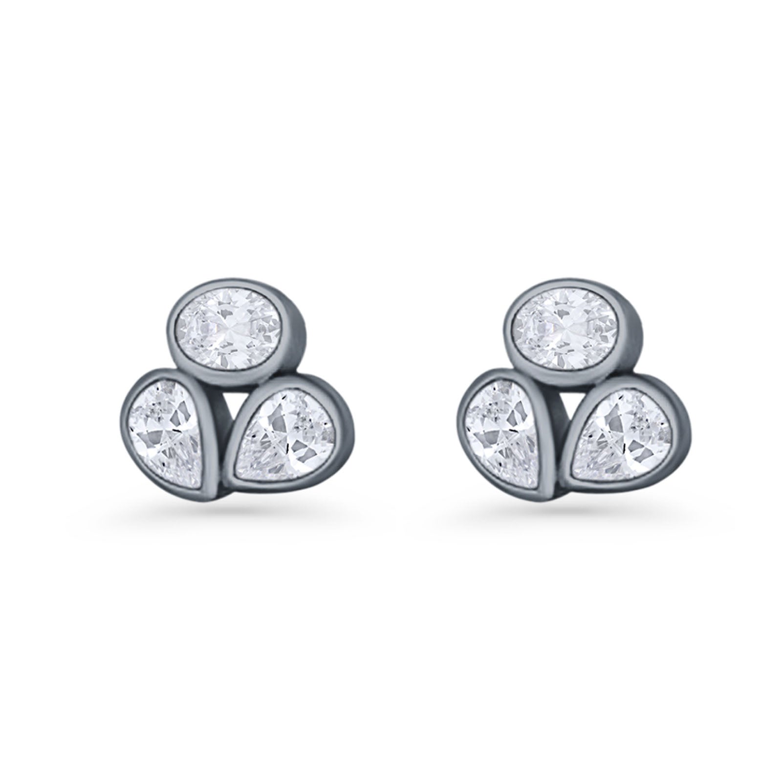 Three Stone Cartilage Stud Earrings