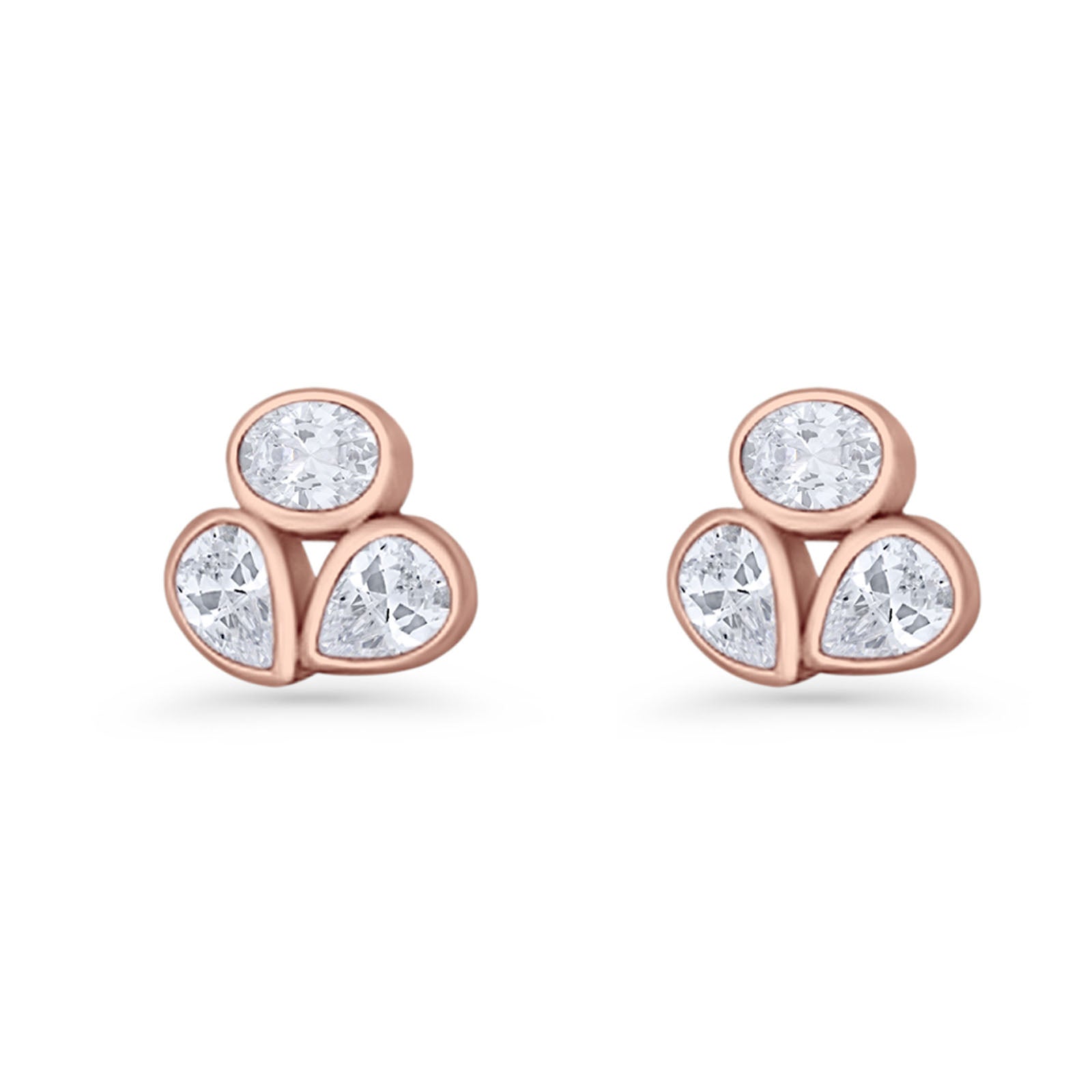 Three Stone Cartilage Stud Earrings