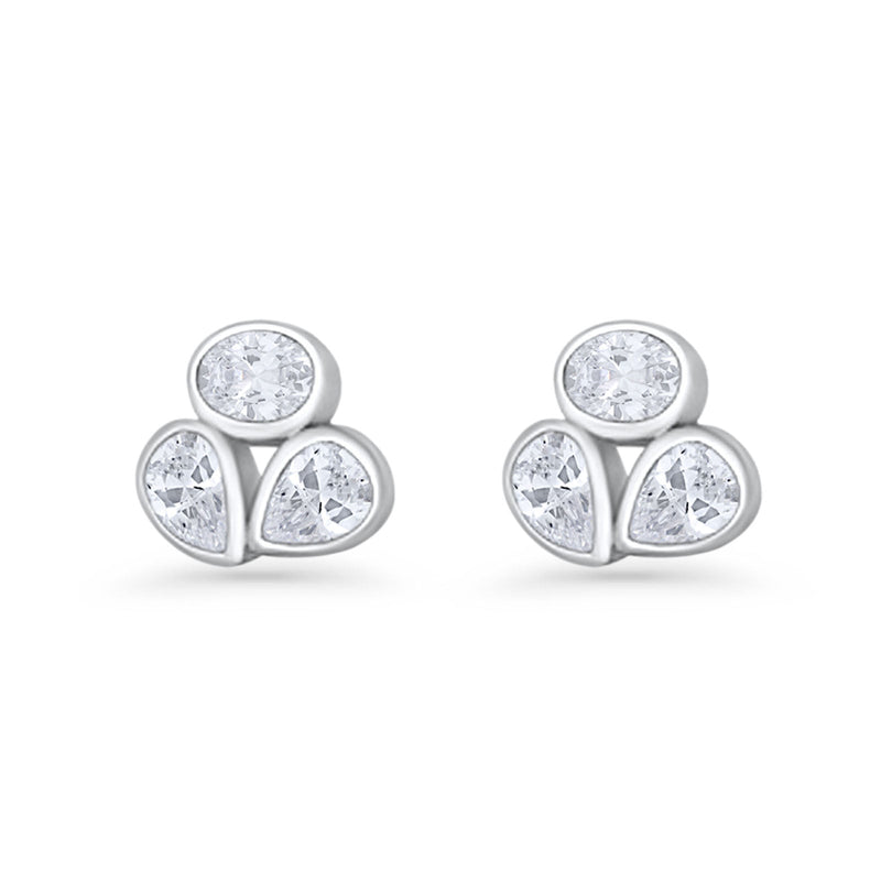 Three Stone Cartilage Stud Earrings