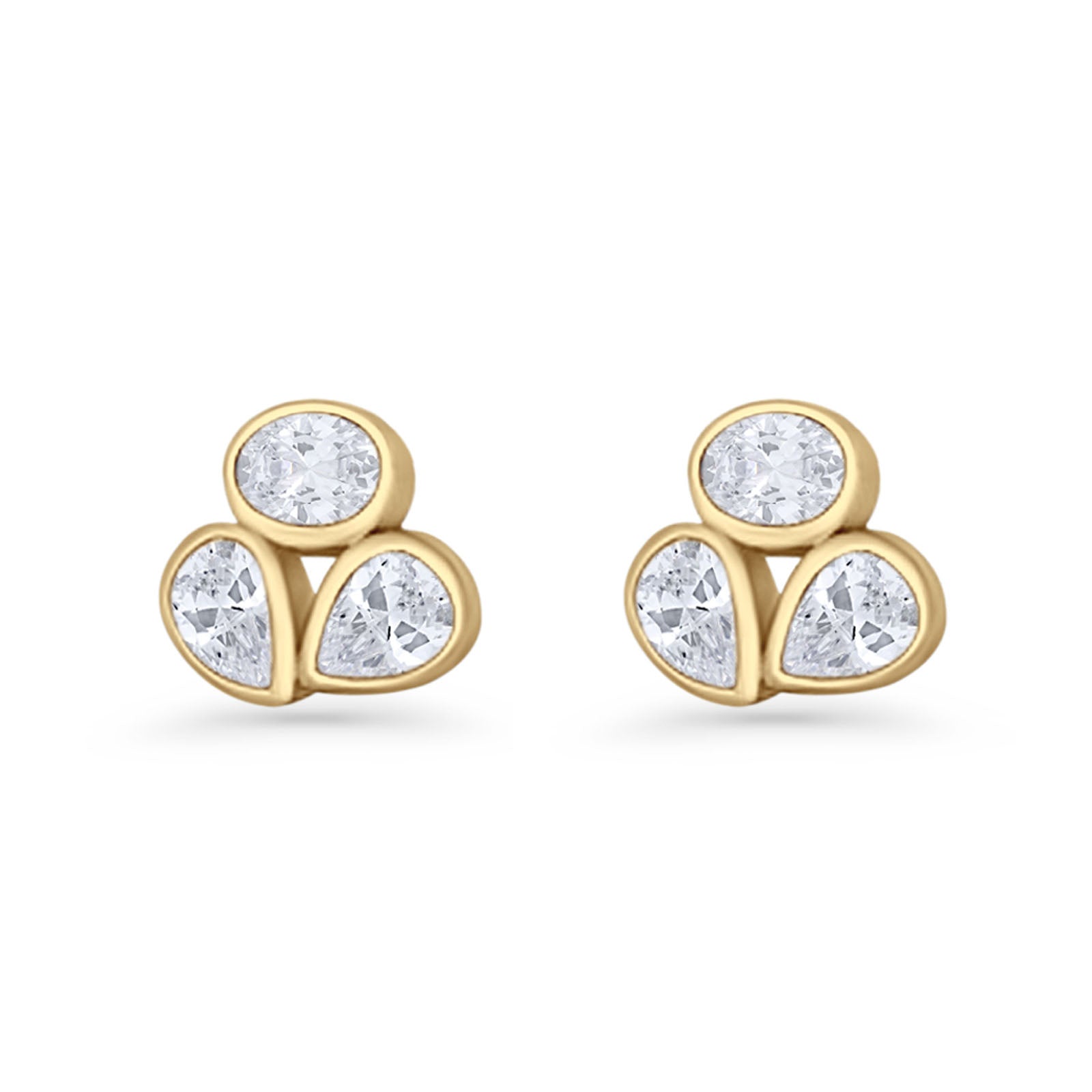 Three Stone Cartilage Stud Earrings